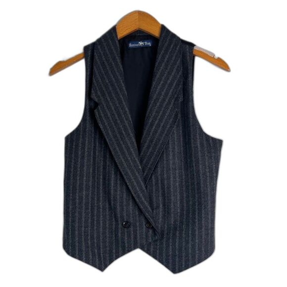 Hunters Run VTG Gray Tuxedo Style Wool Blend Waist Buttons Vest Size 9/10 - Picture 1 of 8